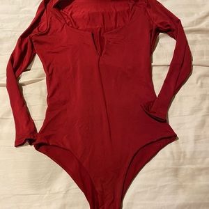 Long Sleeve Bodysuit in Deep Crimson